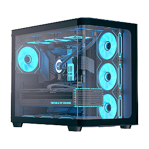 Gabinete Gamer Aerocool ATX P500C Lateral Vidro 4 Fans ARGB Preto