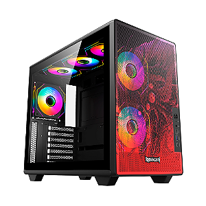 Gabinete Gamer Redragon Strafe Flow Dragon ATX CA-618B Preto