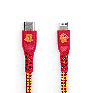 Cabo de Carregamento Harry Potter Grifinória Lightning para USB-C Vermelho