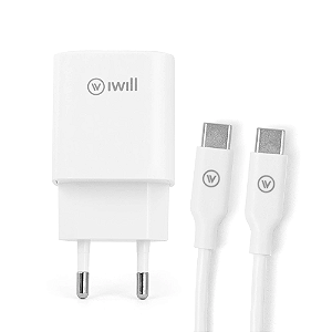 Kit de Carregamento iWill Essencial USB-C para USB-C 33W Branco