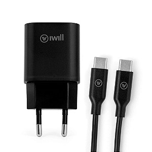 Kit de Carregamento iWill Essencial USB-C para USB-C 25W Preto