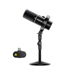 Microfone Gamer Maono PD200W Hybrid Com Suporte de Mesa Preto