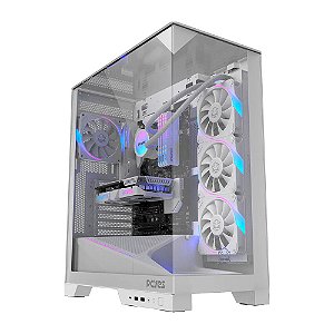Gabinete Gamer Pcyes Forcefield Dome White Ghost Sem Fans Branco