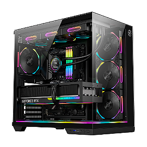 Gabinete Gamer Kalkan Skyle Mid Tower ATX RGB Preto