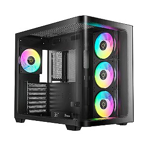 Gabinete Gamer Ocypus Iota C70 Curve ATX ARGB Digital Com Fan Preto