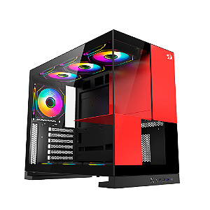 Gabinete Gamer Redragon Eternal ATX Sem Fans CA-612BR Preto e Vermelho