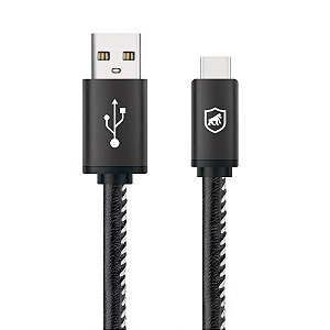 Cabo Turbo Militar Gshield USB-A Para Tipo C 1,5 Metros Preto