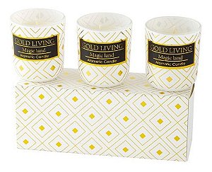 Kit Velas Aromatizadas Decorativas Copo Vidro Branco - Frutas Vermelhas (Peg: 5,5cm x 6,5cm)