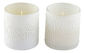 Kit 2 Velas Aromáticas Decorativa - Orquídeas, Florais e Almíscar (Média: 7cm x 8cm)