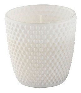 Vela Aromática Decorativa Copo De Vidro Poá Branco - Orquídeas, Florais e Almíscar (Grande: 8cm x 9cm)