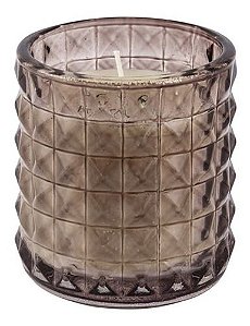 Vela Aromática Decorativa Copo Vidro Diamond Fumê - Florais e Ylang-ylang (Grande: 7cm x 8,5cm)