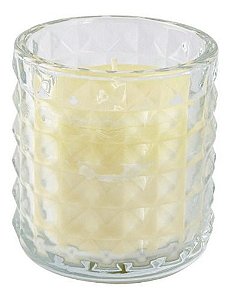 Vela Aromatizada Decorativa Copo Vidro Diamond - Eucalíptio e Sais Marinhos (Grande: 7cm x 8,5cm)