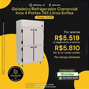 Geladeira Refigerador Comercial Inox 4 Portas 765 litros