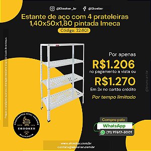 Estante de Aço com 4 prateleiras 1,40x50x1,80 Pintada