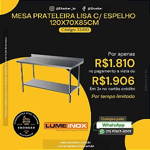 Mesa Prateleira Lisa c/ espelho 120x70x85CM