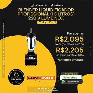 Blender Liquidificador Profissional (1,5 Litros) 220V LumeInox