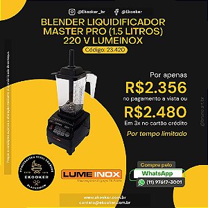Blender Liquidificador Master Pro (1,5 Litros) 22oV LumeInox