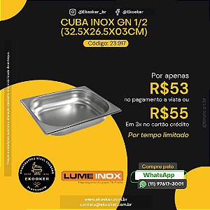 Cuba Inox GN 1/2 (32.5X26.5X0.3 CM) LumeInox