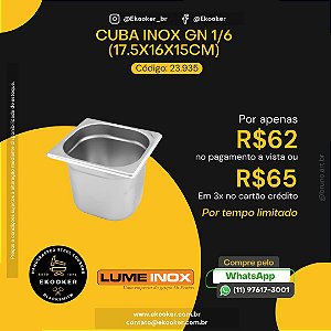 Cuba Inox GN 1/6 (17.5X16X15 CM) LumeInox