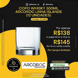 Copo Whisky 300 ML ARCOROC Linha Islande (12 unidades)