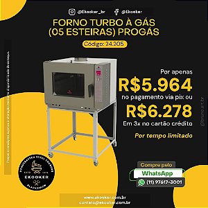 Forno Turbo à Gás 5 Esteiras Prógas