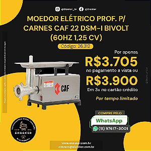 Moedor elétrico Prof. p carnes CAF 22DSM-I Bivolt (60HZ 1,25 CV)