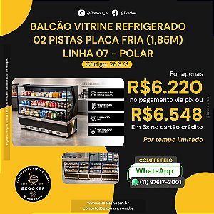 Balcão Vitrine Refrigerado 02 Pistas Placa Fria (1,85M) Linha 07 - POLAR