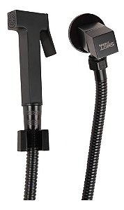 Ducha Higiênica Quadrada Luxo Metal Preto Fosco Completa