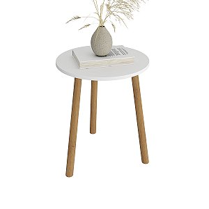 MESA DE CANTO REDONDA APOIO PES PALITO SALA LUXO - Branco