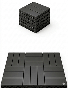 Kit 12 Deck Modular Plástico 30x30 Quintal Piscina Box Cinza Liso