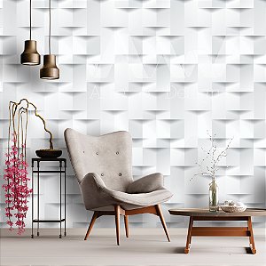 Papel de parede - Geométrico estilo gesso 3D com efeito de sombras sobrepostas