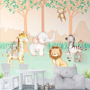 Papel de parede Adesivo - Safari Animais sobre a grama verde