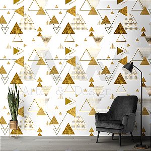 Papel de parede - Geométrico triangulos dourados de vários formatos