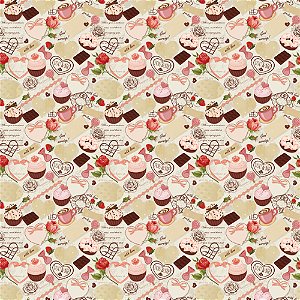 Papel de Parede - corações, flores, doces e chocolates