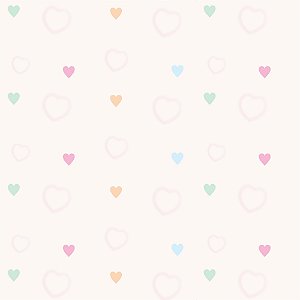 Papel de Parede - pequenos corações coloridos em fundo branco