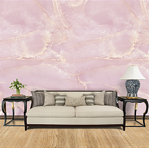 Papel de Parede - Mármore Rosa luxo com detalhes dourados