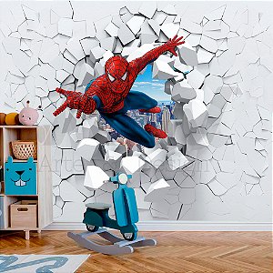 Papel de Parede Adesivo- Homem Aranha, saindo da parede