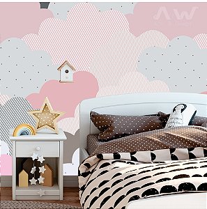 Papel de Parede - Nuvens em tons pastéis