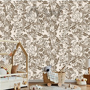 Papel de parede adesivo - Arabesco marrom em fundo bege