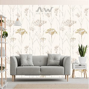 Papel de parede Adesivo - Folhagem em tons Bege