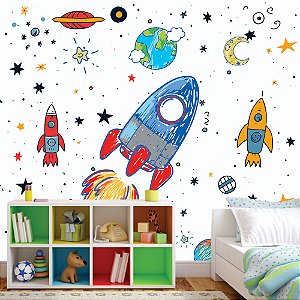 Papel de parede Adesivo - Foguete no espaço