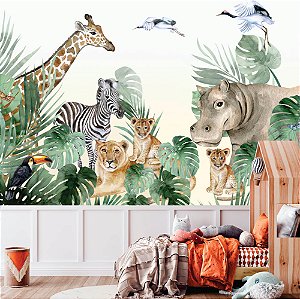 Papel de parede Adesivo - Safari em fundo de floresta