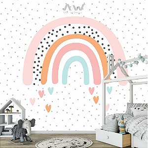 Papel de Parede Adesivo - Boho Arco-íris Fundo de Bolinhas