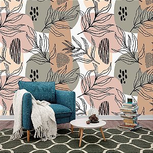 Papel de Parede Adesivo - Boho Folhagem Pattern