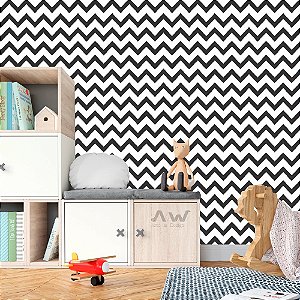 Papel de Parede Adesivo - Chevron Preto e Branco