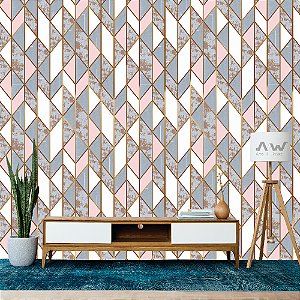 Papel de Parede Adesivo - Geométrico Triangular Fundo Branco