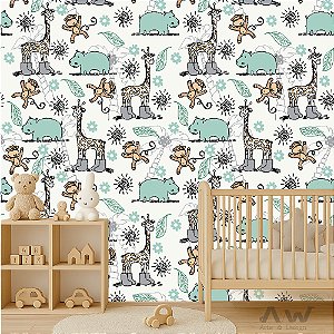 Papel de Parede Adesivo - Safari com Girafa de Botas