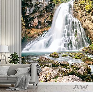 Papel de Parede Adesivo - Cachoeira com rochas e pedras