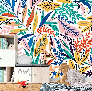 Papel de Parede Adesivo - Folhagem Desenhos