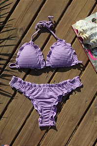TOP RIPPLE E CALCINHA RIPPLE LEVANTA BUMBUM LILAS